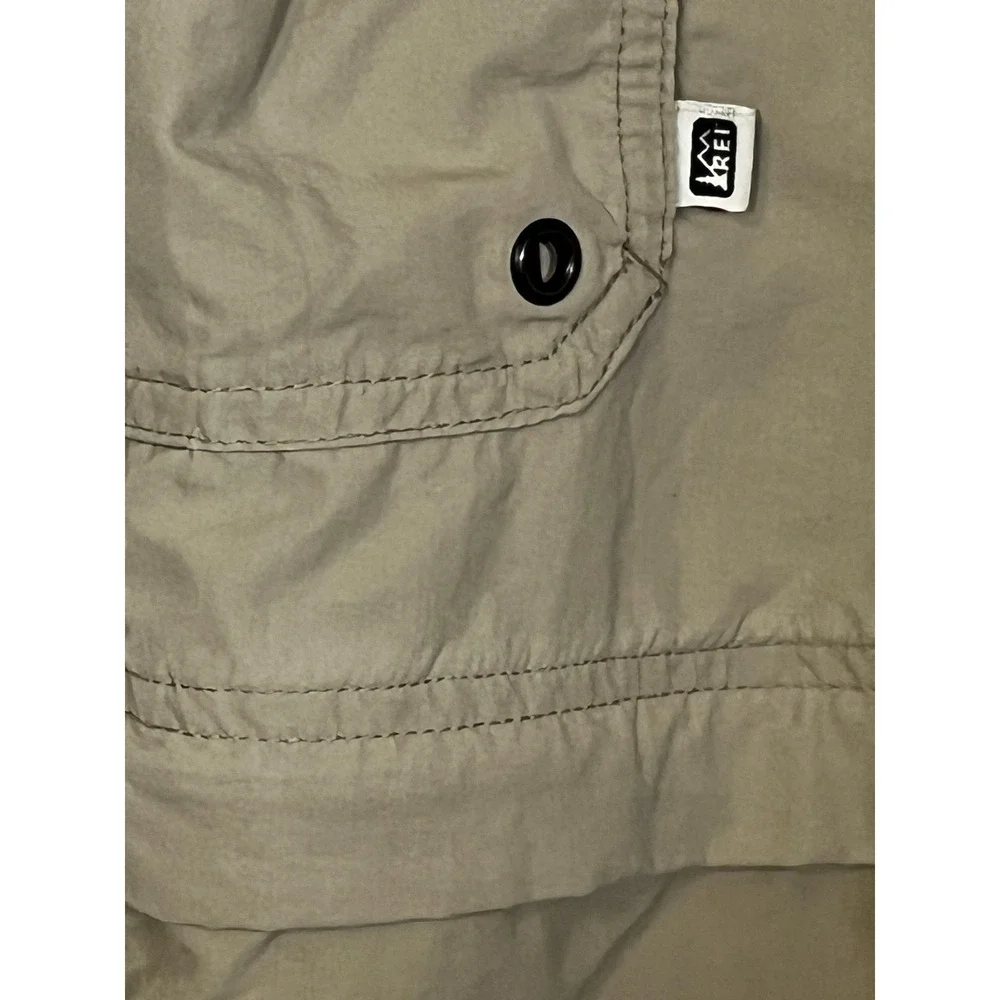 REI Pants Mens XL Beige Convertible Cargo Zip Off Nylon UPF 50+ Hiking Trail
